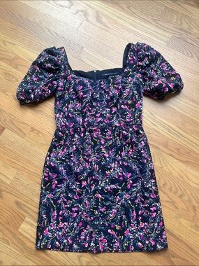 French Connection Navy Mini Dress with Pink Floral Print